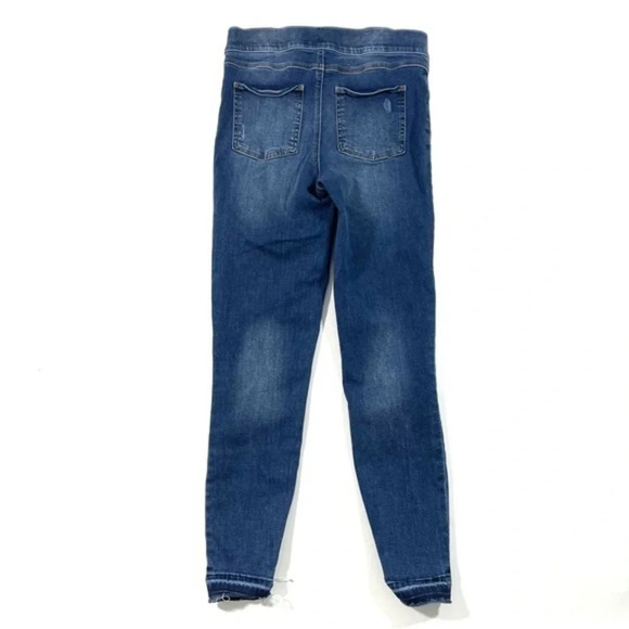 Spanx Distressed Pull On Skinny Jeans Raw Hem Size Medium - Picture 3 of 8
